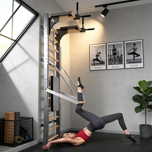 سويديش لادر برو، قضيب كشك خشبي مع شريط دفع من خلاله، شريط غمس قابل للتعديل للبالغين والأطفال، حزمة الملحقات، الربيع، للمنزل والمدرسة والعلاج الطبيعي والجمباز in Kuwait