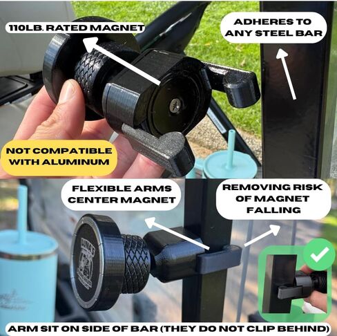 Luna's V2.5 Phone Holder Magnetic Golf Cart Mount, 110lb-Rated Magnetic Mount to Steel Bar on Golf Carts, Ball Joint Neck, GPS View Compatible, Anti-Rattle Designed for Phone Safety in Saudi Arabia