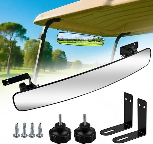 Golf Cart Rear View Mirror - 16.5" Wide 180° Panoramic, Easy Installation for EZGO, Club Car, Yamaha & Other Golf Carts in Kuwait