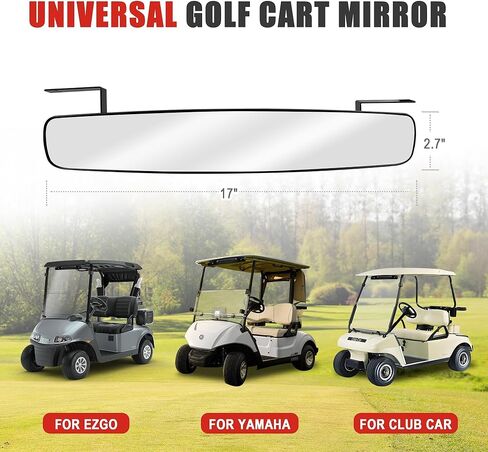 Golf Cart Rear View Mirror - 16.5" Wide 180° Panoramic, Easy Installation for EZGO, Club Car, Yamaha & Other Golf Carts in Kuwait