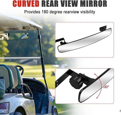 Golf Cart Rear View Mirror - 16.5" Wide 180° Panoramic, Easy Installation for EZGO, Club Car, Yamaha & Other Golf Carts in Kuwait