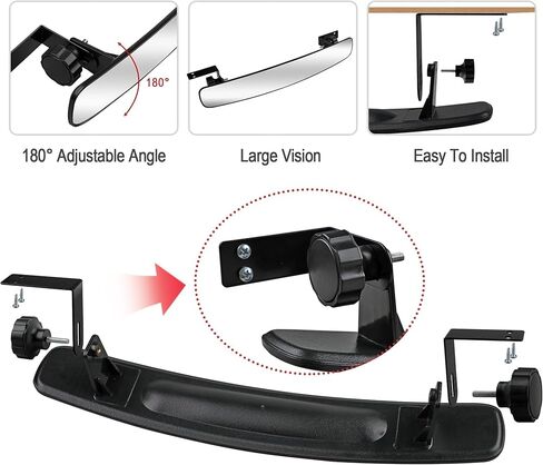 Golf Cart Rear View Mirror - 16.5" Wide 180° Panoramic, Easy Installation for EZGO, Club Car, Yamaha & Other Golf Carts in Kuwait