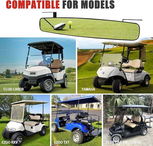 Golf Cart Rear View Mirror - 16.5" Wide 180° Panoramic, Easy Installation for EZGO, Club Car, Yamaha & Other Golf Carts in Kuwait