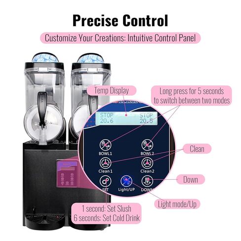 Commercial Slushy Machine, 30L (Dual 15L Tanks), Stainless Steel - Margarita Frozen Drink/Maker for Restaurants, Bars, Cafes in Saudi Arabia