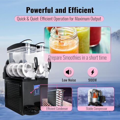 Commercial Slushy Machine, 30L (Dual 15L Tanks), Stainless Steel - Margarita Frozen Drink/Maker for Restaurants, Bars, Cafes in Saudi Arabia