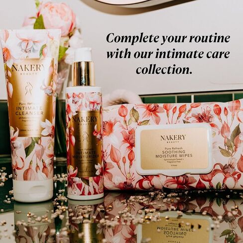 Nakery Pure Refresh Soothing Moisture Wipes For Women 50+, Firming Intimate Cleansing Wipes, pH Balanced With Aloe, Fragrance Free For Dryness, Odor And Sensitive Skin, OB GYN Approved in Kuwait