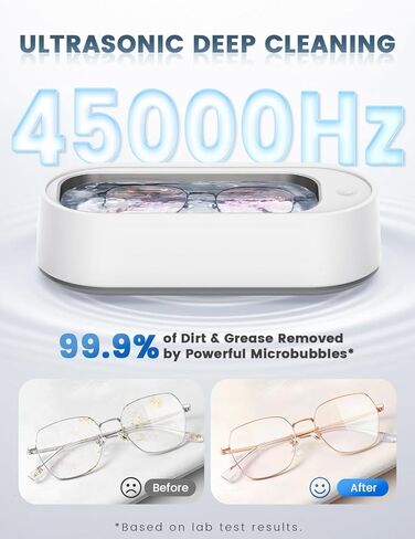 منظف ​​المجوهرات بالموجات فوق الصوتية، آلة تنظيف بالموجات فوق الصوتية احترافية 45 كيلو هرتز للمجوهرات، الخواتم، النظارات، المثبتات، حزام الساعة، أطقم الأسنان، واقي الفم، شفرات الحلاقة، 14.88 أونصة 304 من الفولاذ المقاوم للصدأ (أبيض) in Kuwait
