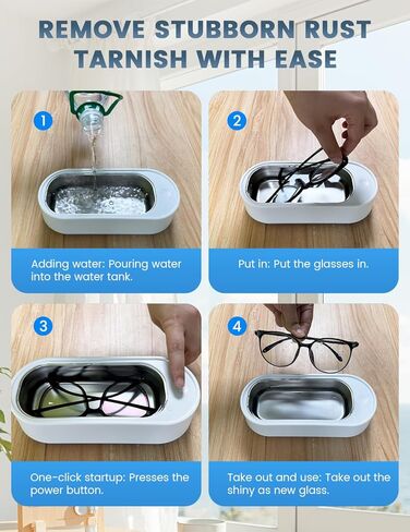 منظف ​​المجوهرات بالموجات فوق الصوتية، آلة تنظيف بالموجات فوق الصوتية احترافية 45 كيلو هرتز للمجوهرات، الخواتم، النظارات، المثبتات، حزام الساعة، أطقم الأسنان، واقي الفم، شفرات الحلاقة، 14.88 أونصة 304 من الفولاذ المقاوم للصدأ (أبيض) in Kuwait