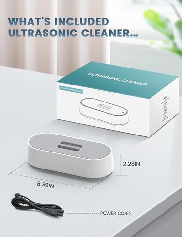 منظف ​​المجوهرات بالموجات فوق الصوتية، آلة تنظيف بالموجات فوق الصوتية احترافية 45 كيلو هرتز للمجوهرات، الخواتم، النظارات، المثبتات، حزام الساعة، أطقم الأسنان، واقي الفم، شفرات الحلاقة، 14.88 أونصة 304 من الفولاذ المقاوم للصدأ (أبيض) in Kuwait