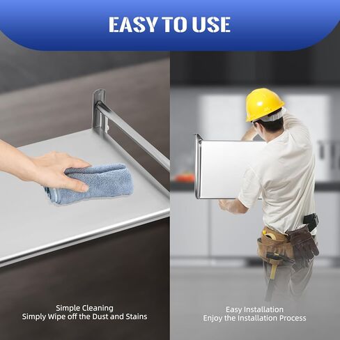 رف فرن الميكروويف مثبت على الحائط، حامل دعامة من الفولاذ المقاوم للصدأ فوق الموقد مع 6 خطافات، رف ميكروونداس للمسكن، الشقة، المطبخ، غرفة النوم، عرض 20.8 × عمق 14.9 × طول 7.1 بوصة in Kuwait