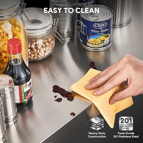 Wilprep NSF Stainless Steel Shelf, 12"x 48" Wall-Mounted Commercial Shelf for Kitchen Wall, 220lb Metal Storage Shelf with Support Brackets & 10 Hooks for Restaurant Kitchen Laundry Room Garage in Kuwait