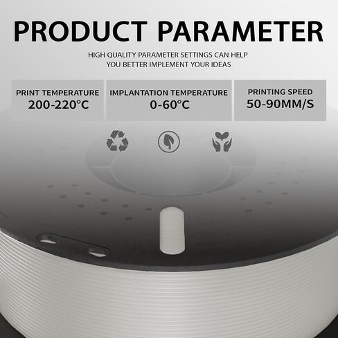 خيوط طابعة ثلاثية الأبعاد 1.75 مم PLA + دقة خيوط +/- 0.02 مم، بكرة 1 كجم (2.2 رطل)، خالية من التشابك، خالية من الانسداد، توافق عالي، طباعة سهلة، تناسب معظم طابعات FDM ثلاثية الأبعاد in Kuwait