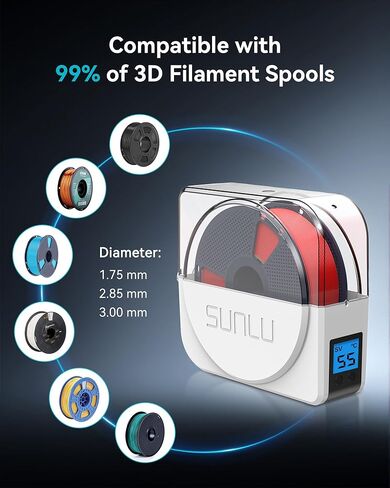 SUNLU Official Filament Dryer S1 Plus, Built-in Circulation Fan, Filament Dryer Box Storage Box for 3D Printer Filament 1.75 2.85 3.00, S1 Plus White in Kuwait