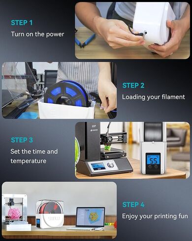 SUNLU Official Filament Dryer S1 Plus, Built-in Circulation Fan, Filament Dryer Box Storage Box for 3D Printer Filament 1.75 2.85 3.00, S1 Plus White in Kuwait