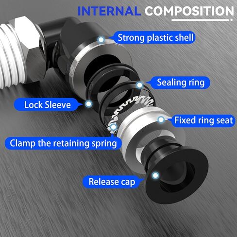 12 عبوة 1/4 بوصة OD أنبوب × 3/8 بوصة NPT خيط دفع الكوع لتوصيل التركيبات، ملحقات خرطوم هوائي سريع التوصيل للذكور in Kuwait