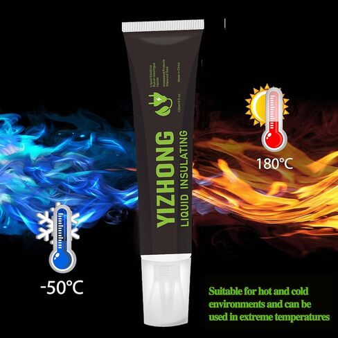 شريط كهربائي سائل من YIZHONG، أسود - طلاء عازل مقاوم للماء وسريع الجفاف لإصلاح الأسلاك، ودرجة حرارة عالية ومانع تسرب مطاطي مقاوم للهب in Kuwait