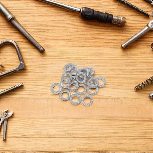Garneck 30pcs Manganese Steel Wedge Locking Washers Double Stack Anti-loosening for Industrial Machinery Bolts Screws Noise Vibration Control Safety Washers in Kuwait