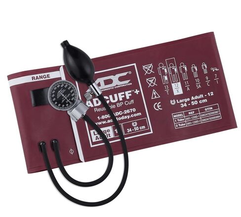 ADC Diagnostix 700 مقياس ضغط الدم اللاسائلي للجيب الاحترافي الفاخر مع سوار Adcuff + سوار ضغط الدم من النايلون قطعة واحدة، مقاس كبير للبالغين، بورجوندي in Saudi Arabia