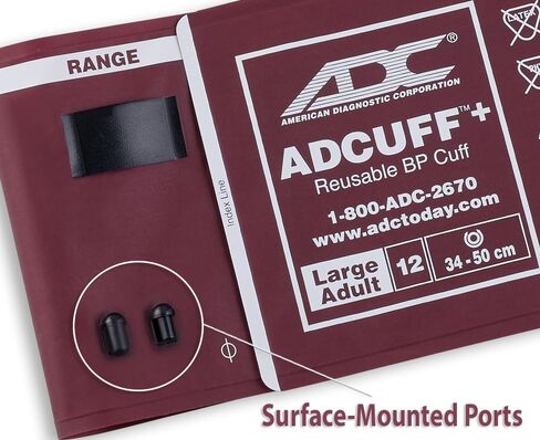 ADC Diagnostix 700 مقياس ضغط الدم اللاسائلي للجيب الاحترافي الفاخر مع سوار Adcuff + سوار ضغط الدم من النايلون قطعة واحدة، مقاس كبير للبالغين، بورجوندي in Saudi Arabia