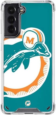 Skinit Clear Phone Case Compatible with Galaxy S21 5G - Officially Licensed NFL Miami Dolphins Retro Logo Design in Saudi Arabia