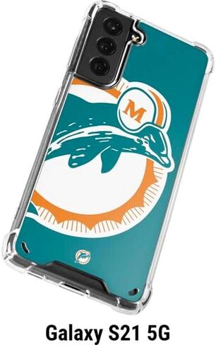 Skinit Clear Phone Case Compatible with Galaxy S21 5G - Officially Licensed NFL Miami Dolphins Retro Logo Design in Saudi Arabia