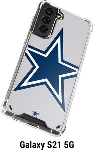 حافظة هاتف Skinit الشفافة متوافقة مع هاتف Galaxy S21 5G - تصميم شعار كبير مرخص رسميًا من NFL Dallas Cowboys in Saudi Arabia