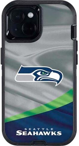 غلاف هاتف من Skinit متوافق مع OtterBox Defender iPhone 15 - تصميم NFL Seattle Seahawks المرخص رسميًا in Saudi Arabia