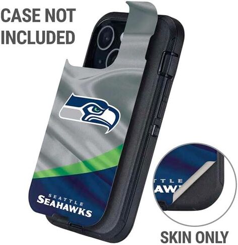 غلاف هاتف من Skinit متوافق مع OtterBox Defender iPhone 15 - تصميم NFL Seattle Seahawks المرخص رسميًا in Saudi Arabia