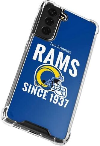 حافظة هاتف Skinit الشفافة متوافقة مع هاتف Galaxy S22 - تصميم خوذة Los Angeles Rams المرخص رسميًا من الدوري الوطني لكرة القدم الأمريكية in Saudi Arabia