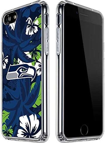 Skinit Clear Phone Case Compatible with iPhone SE (2nd & 3rd Gen) - Officially Licensed NFL Seattle Seahawks Tropical Print Design in Saudi Arabia