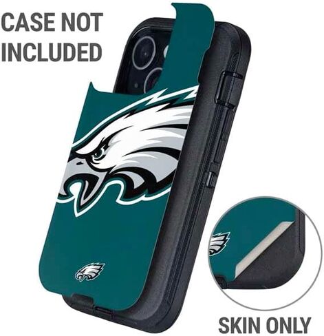 ملصق هاتف Skinit متوافق مع OtterBox Defender iPhone 15 Plus - تصميم شعار كبير مرخص رسميًا من NFL Philadelphia Eagles in Saudi Arabia