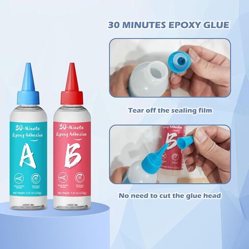 غراء إيبوكسي لمدة 30 دقيقة، 8.8 أونصة، مواد لاصقة إيبوكسي شفافة قوية ومتينة، إصلاح سريع، 2 جزء من غراء إيبوكسي علاج سريع شفاف للمعادن والخشب والبلاستيك والزجاج والسيراميك in Kuwait