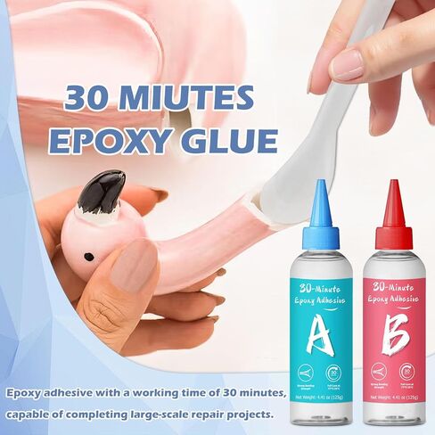 غراء إيبوكسي لمدة 30 دقيقة، 8.8 أونصة، مواد لاصقة إيبوكسي شفافة قوية ومتينة، إصلاح سريع، 2 جزء من غراء إيبوكسي علاج سريع شفاف للمعادن والخشب والبلاستيك والزجاج والسيراميك in Kuwait