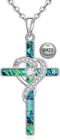 Fenthring Infinity Cross Necklace Sterling Silver Diamond Cubic Zirconia infinity Cross Netlaces for Women Cross Pendant Mothers Day Gifts in Saudi Arabia