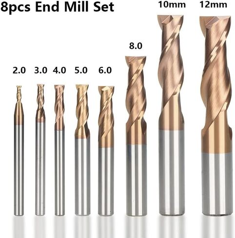 8 قطعة CNC كربيد نهاية المطاحن 2-12 مللي متر مربع الأنف نهاية مطحنة التنغستن آلة أدوات تقطيع المعادن الصلب CNC راوتر بت للخشب المعادن in Kuwait