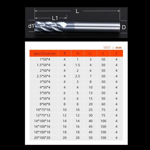 1pcs Carbide Square End Mill Alloy Carbide Tungsten Steel Milling Cutter HRC50 4 Flute 4mm-20mm Metal Milling Tools in Kuwait