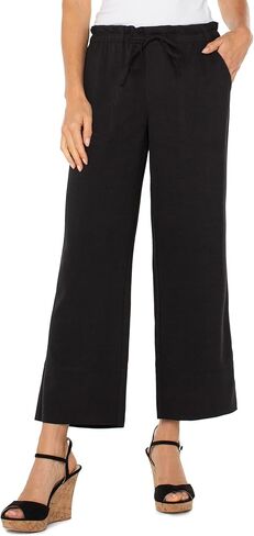Liverpool Womens Pull on Tie Waist Wide Leg Ankle Pant 26" in Saudi Arabia