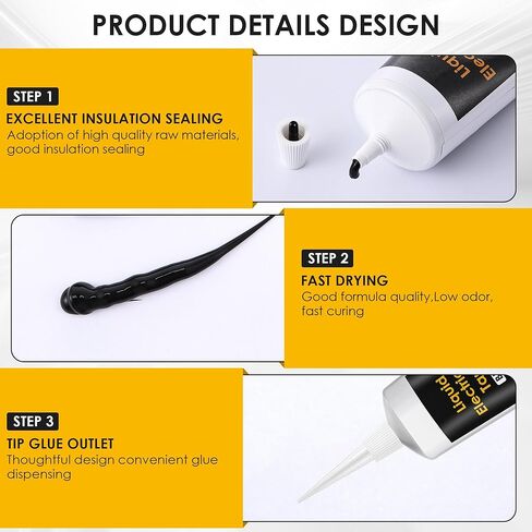 شريط كهربائي سائل 8 أونصة/240 مل، شريطان سائلان 4 أونصة 120 مل، غراء مانع للتسرب جاف وسريع مقاوم للماء، مانع التسرب الكهربائي، غراء الأسلاك، للاستخدام الداخلي/الخارجي، إصلاح السيارات البحرية/الخارجية in Kuwait