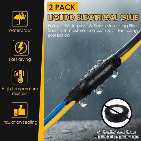 شريط كهربائي سائل 8 أونصة/240 مل، شريطان سائلان 4 أونصة 120 مل، غراء مانع للتسرب جاف وسريع مقاوم للماء، مانع التسرب الكهربائي، غراء الأسلاك، للاستخدام الداخلي/الخارجي، إصلاح السيارات البحرية/الخارجية in Kuwait