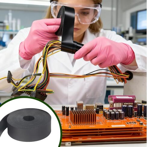 1 Inch Heat Shrink Tape, 16.4 Ft Rolls Adhesive Lined Shrink Wrap Roll,Shrinkable Tubing for Electrical Wiring, Waterproof Seal Activates Upon Heating - Black in Kuwait