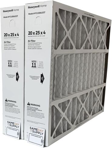 هانيويل FC100A1037-20 بوصة × 25 بوصة × 4 بوصة فلتر هواء مطوي، حزمة MERV 11 مع تذكير بتغيير فلتر الإمداد في نفس اليوم (عبوتان) in Kuwait