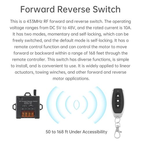 تيار مستمر 5 فولت-48 فولت 10A إلى الأمام عكس التحكم عن بعد التبديل الخطي المحرك تحكم ونش الملف اللولبي التتابع المقاولين ، التبديل العكسي إلى الأمام in Kuwait