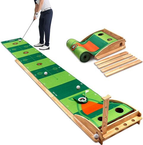 Wekin Indoor Putting Green with Auto Ball Return,11 Foot Golf Practice Putting Mat,Ideal Training Putting Mat for Beginners & Advanced Players in Kuwait