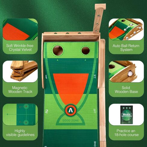 Wekin Indoor Putting Green with Auto Ball Return,11 Foot Golf Practice Putting Mat,Ideal Training Putting Mat for Beginners & Advanced Players in Kuwait