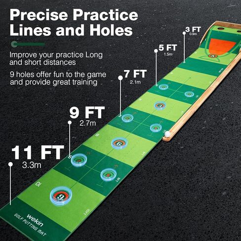 Wekin Indoor Putting Green with Auto Ball Return,11 Foot Golf Practice Putting Mat,Ideal Training Putting Mat for Beginners & Advanced Players in Kuwait