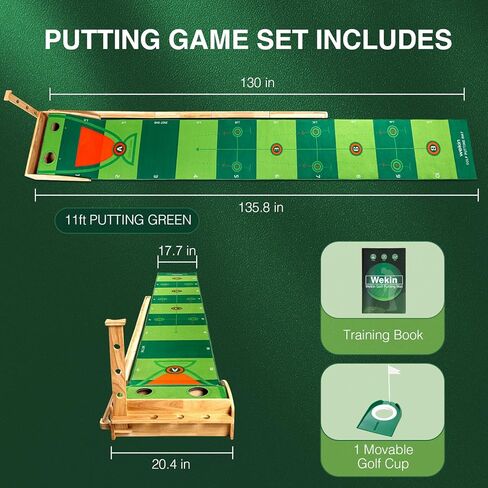 Wekin Indoor Putting Green with Auto Ball Return,11 Foot Golf Practice Putting Mat,Ideal Training Putting Mat for Beginners & Advanced Players in Kuwait