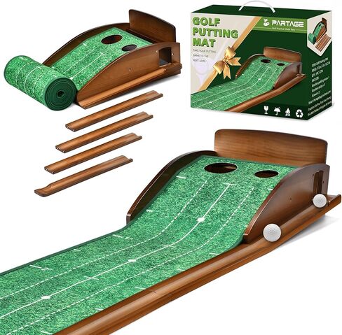 Putting Green Indoor, Extra Large & Wide Golf Putting Mats Practice Indoor, 9.8ft Indoor Putting Green with Ball Return, Thickened Wrinkle-Free Memory Rubber, Training Aid for Home Office, Ideal Gift in Kuwait
