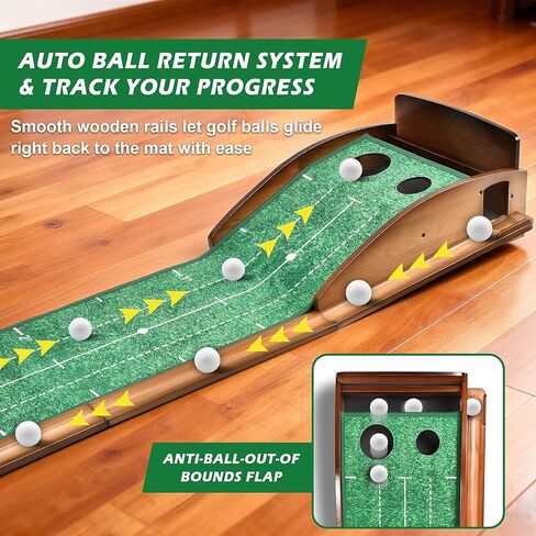 Putting Green Indoor, Extra Large & Wide Golf Putting Mats Practice Indoor, 9.8ft Indoor Putting Green with Ball Return, Thickened Wrinkle-Free Memory Rubber, Training Aid for Home Office, Ideal Gift in Kuwait