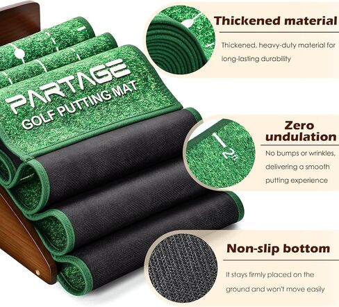 Putting Green Indoor, Extra Large & Wide Golf Putting Mats Practice Indoor, 9.8ft Indoor Putting Green with Ball Return, Thickened Wrinkle-Free Memory Rubber, Training Aid for Home Office, Ideal Gift in Kuwait