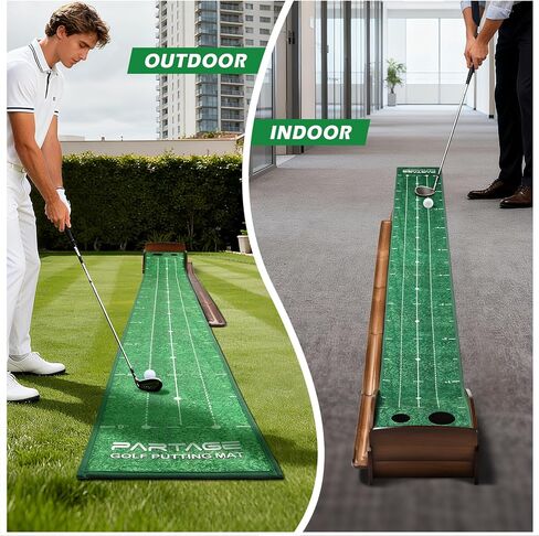 Putting Green Indoor, Extra Large & Wide Golf Putting Mats Practice Indoor, 9.8ft Indoor Putting Green with Ball Return, Thickened Wrinkle-Free Memory Rubber, Training Aid for Home Office, Ideal Gift in Kuwait